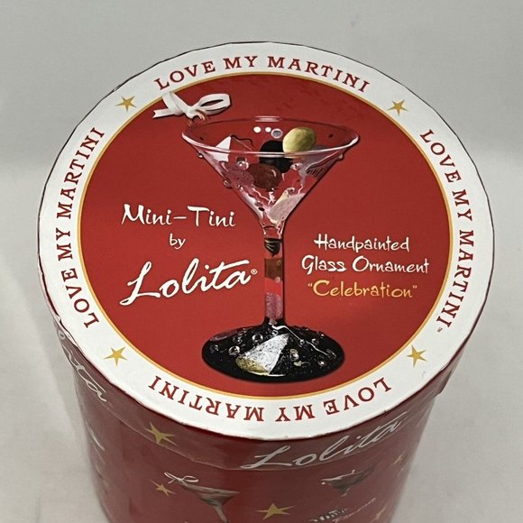 Lolita Mini-Tini Martini Glass Christmas Ornament Celebration Rhinestones W/ Box - Picture 10 of 12